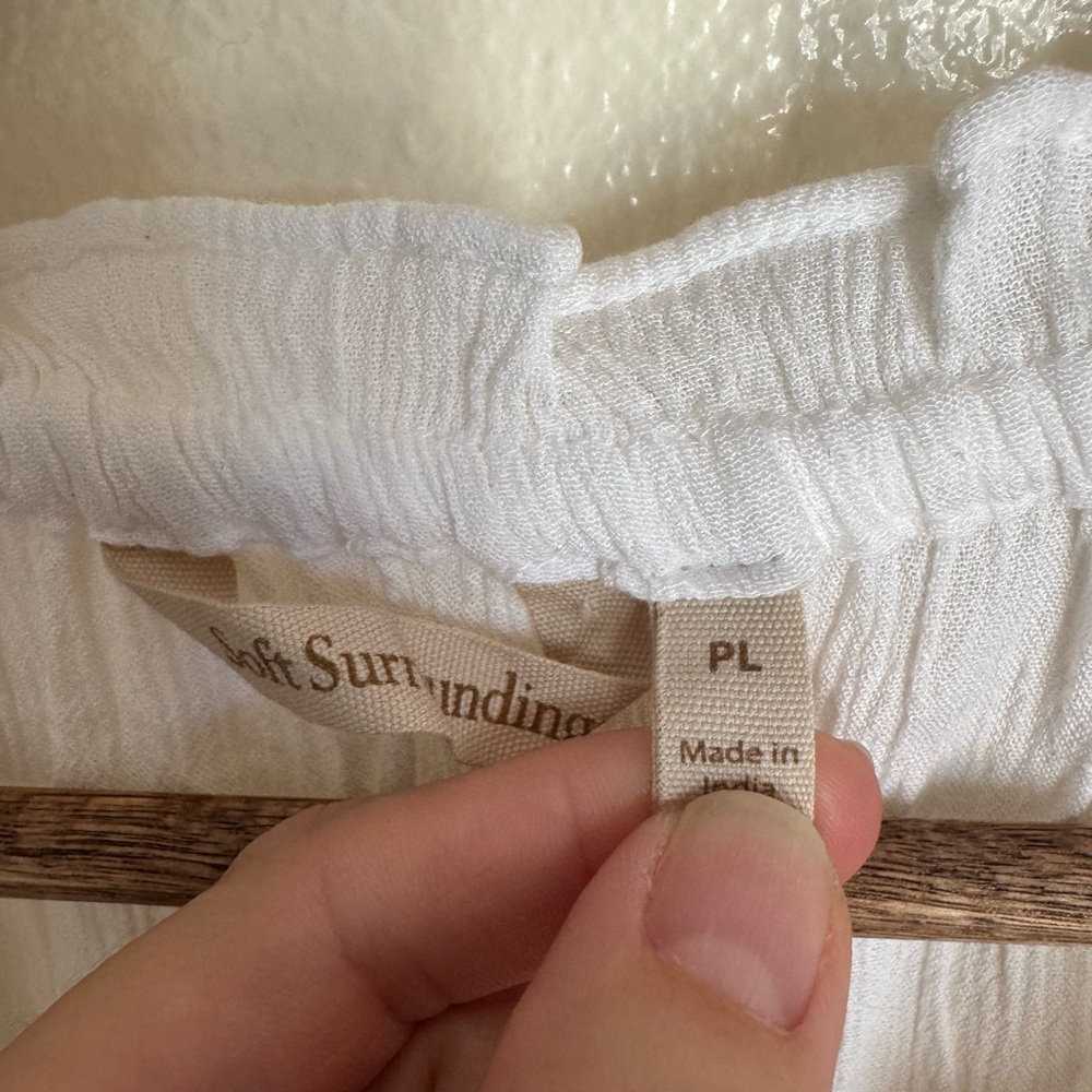 Soft Surroundings Embroidered Peasant Blouse White Gold | petite large - Picture 8 of 14